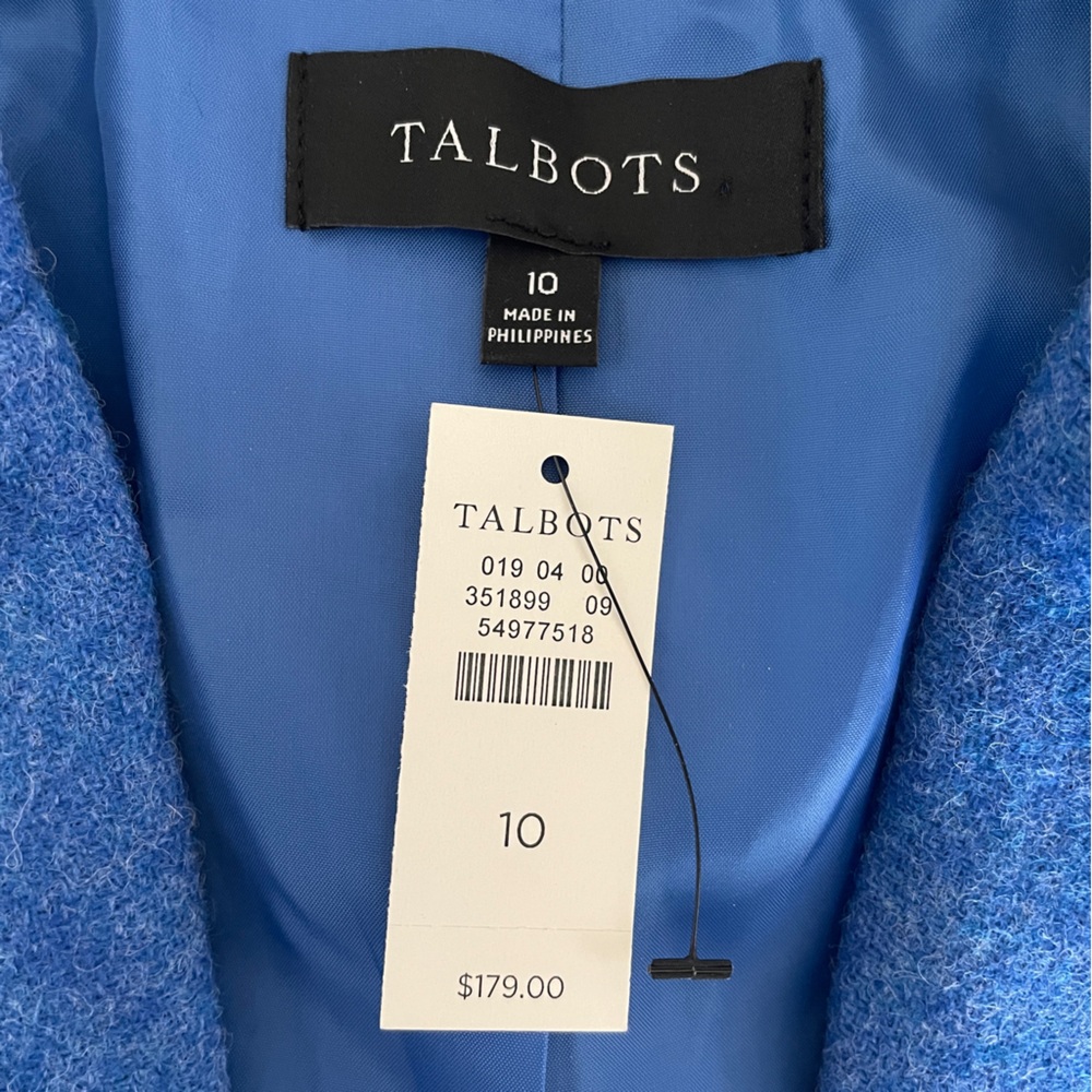 Talbots Blue Shetland Wool Blend Jacket Blazer 10 Office Business Casual NWT - Picture 10 of 13